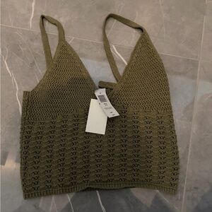 Aritzia Olive Knit Crop Top